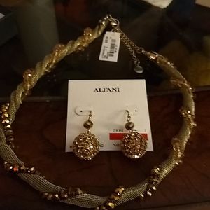 Alfani brand new necklace and earrings gold tone.  Very pretty!
